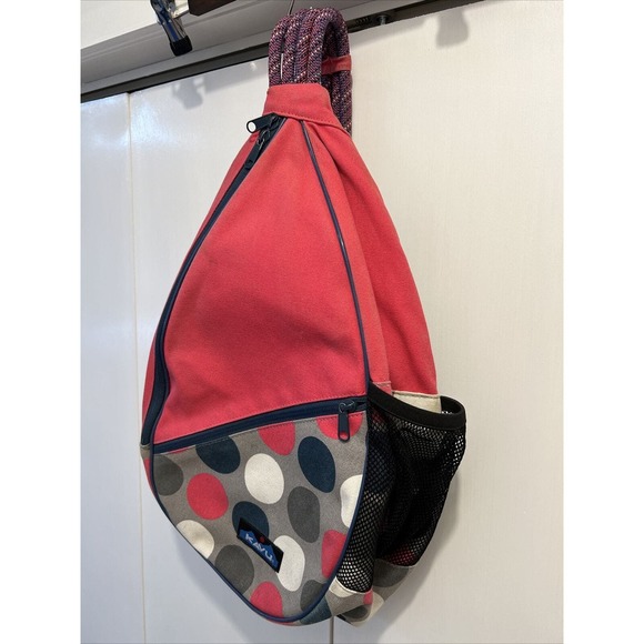 KAVU Paxton Pack Rope Sling Bag Crossbody ~ GOT DOTS, Pink Polka Dots USED - Picture 2 of 6
